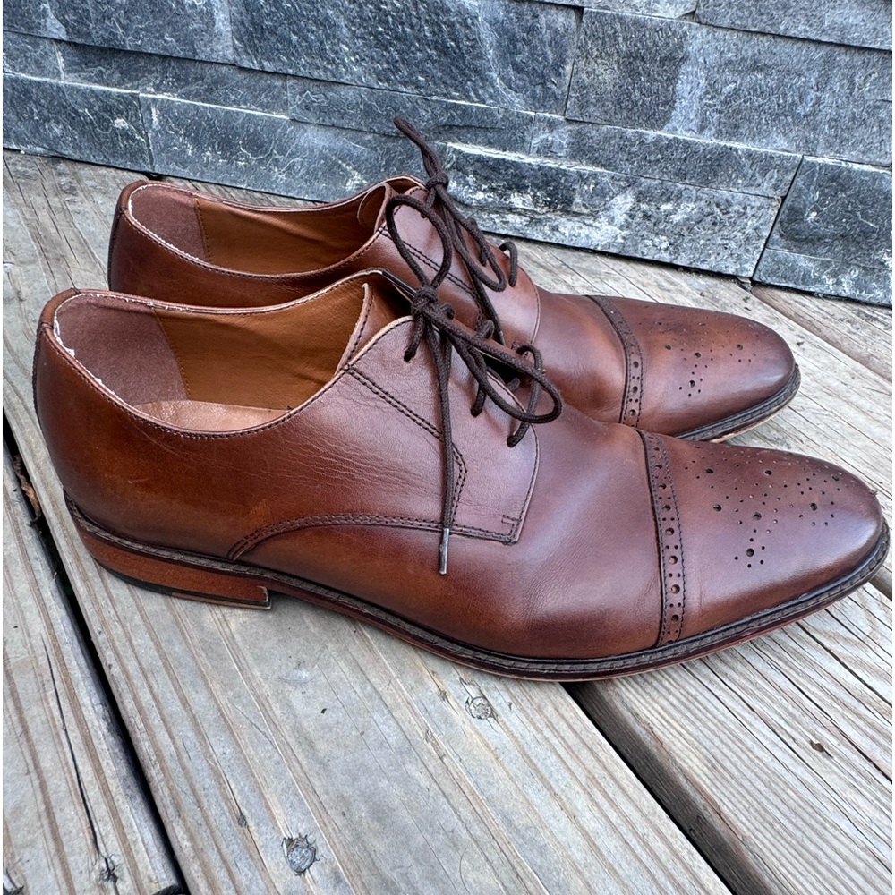 Men’s Express brown leather Oxford dress shoes sz 11
